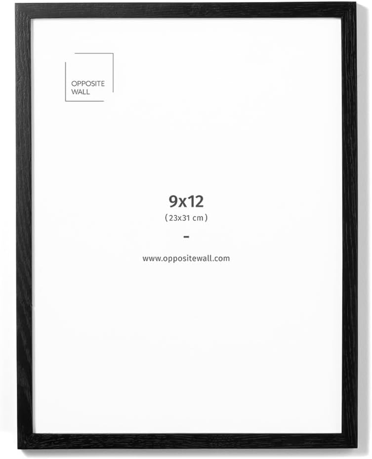 Opposite Wall - 9x12 in - Black Oak Wood Picture Frame - Lightweight, Versatile & Shatterproof - Wall Hanging Poster or Photo Frame - Wall Decor for Office, Gallery & Home - Image 1