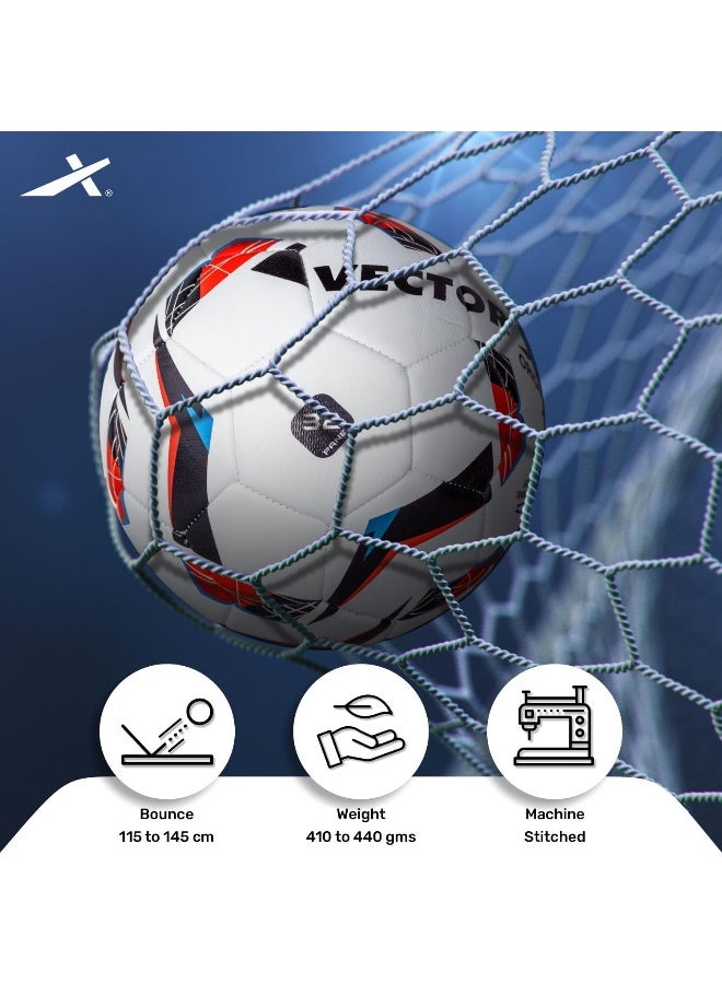 Vector X Orion Football with Pump – TPU, Machine Stitched, Indoor & Outdoor, Water Resistant Soccer Ball, White-Red, Size 5 - Image 3