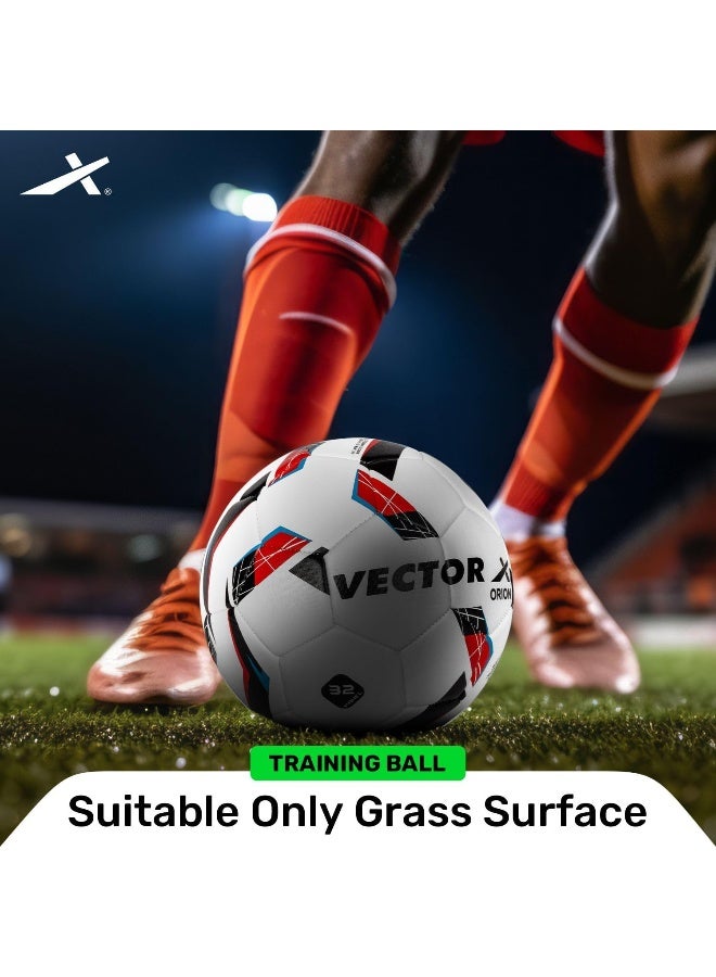 Vector X Orion Football with Pump – TPU, Machine Stitched, Indoor & Outdoor, Water Resistant Soccer Ball, White-Red, Size 5 - Image 5