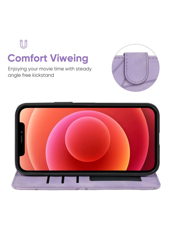 Zaboon Case For iPhone 12 mini Skin Feel Geometric Lines Leather Phone Case - Image 4