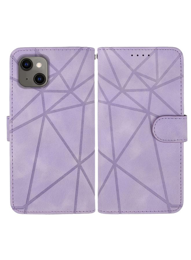 Zaboon Case For iPhone 12 mini Skin Feel Geometric Lines Leather Phone Case - Image 2