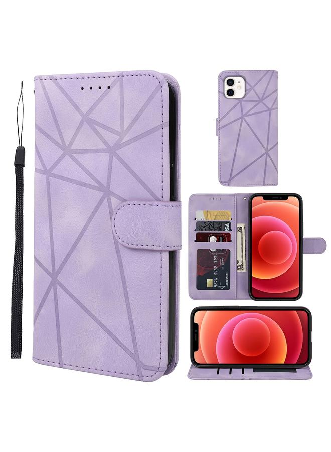 Zaboon Case For iPhone 12 mini Skin Feel Geometric Lines Leather Phone Case - Image 1