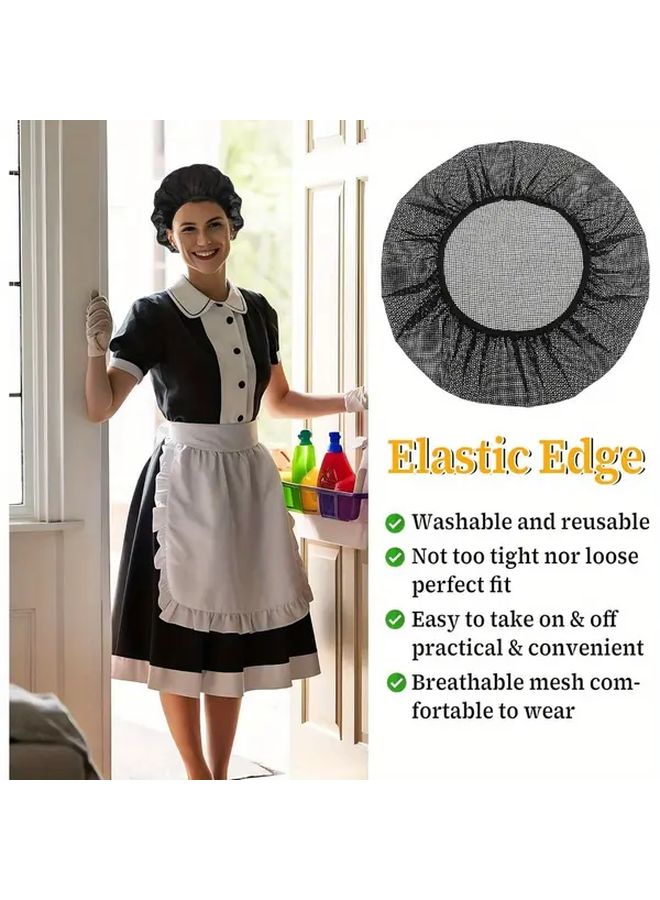 عبوتان من قبعات الطاهي السوداء القابلة للتنفس شبكات الشعر القابلة للتعديل بشبكة - Image 5