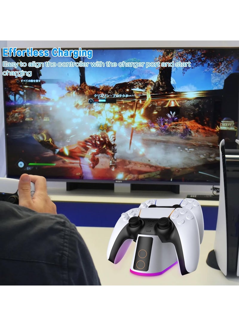 ياكيتر شاحن سريع لوحدة تحكم Sony PS5 مع ضوء RGB قابل للتعديل وقاعدة شحن ذكية بمؤشر LED وتصميم نقر آمن للاستخدام اليومي والألعاب المنزلية - Image 5