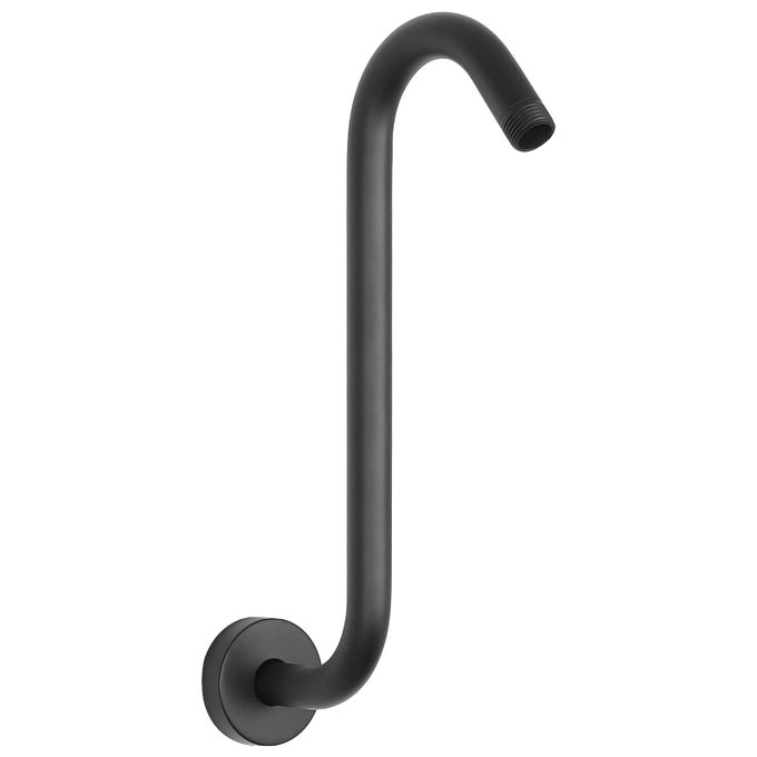 S SHAPED SHOWER ARM HIGH RISE SHOWER HEAD EXTENSION PIPE STANDARD 12 CONNECTION WITH FLANGE AWESOME SHOWER EXPERIENCESTAINLESS STEEL BATHROOM ACCESSORY12 INCH S SHAPE MATTE BLACK