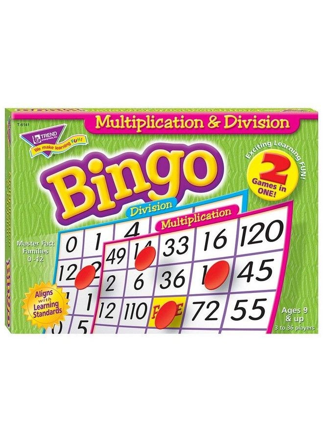 Trend Enterprises - : Multiplication & Division Bingo Game Exciting Way For All To Learn 2 Games In One! Play 8 Different Ways Great For Classrooms And At Home 2 To 36 Players For Ages 9 And Up - Image 1