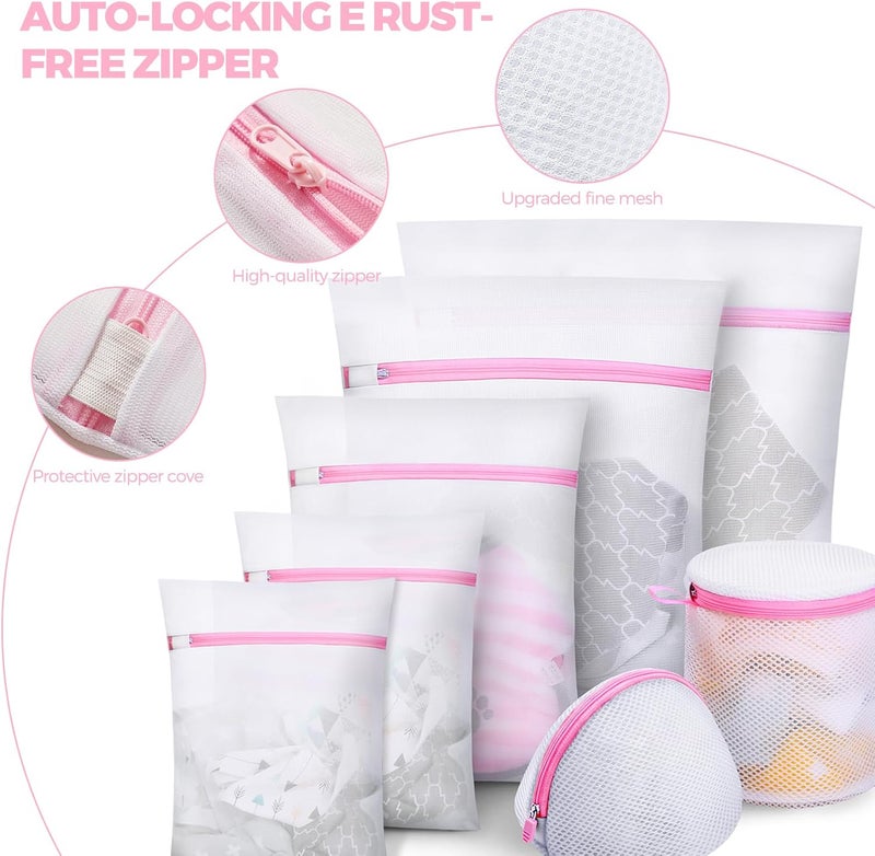 Set of 7 Laundry Bags Laundry Nets Laundry Bag Bra Washing Machine Laundry Bag for Sensitive Bra, Blouse, Underwear, Shoes, Baby Clothes, Wash Bag etc. (Pink, 1XL, 2L, 2M, 2BH) - Image 4
