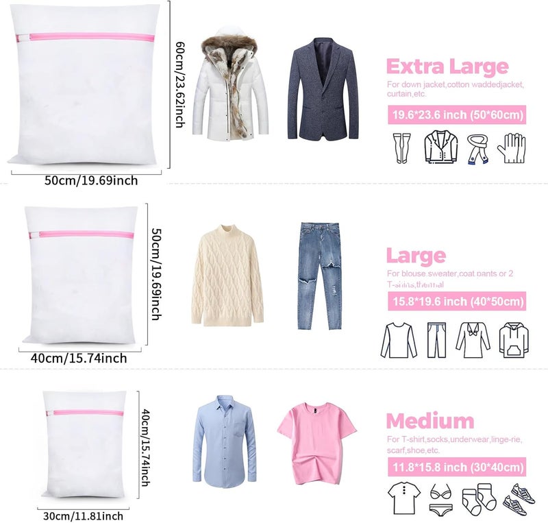 Set of 7 Laundry Bags Laundry Nets Laundry Bag Bra Washing Machine Laundry Bag for Sensitive Bra, Blouse, Underwear, Shoes, Baby Clothes, Wash Bag etc. (Pink, 1XL, 2L, 2M, 2BH) - Image 3