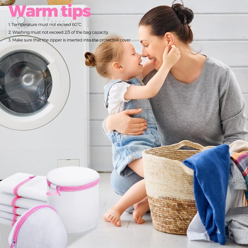 Set of 7 Laundry Bags Laundry Nets Laundry Bag Bra Washing Machine Laundry Bag for Sensitive Bra, Blouse, Underwear, Shoes, Baby Clothes, Wash Bag etc. (Pink, 1XL, 2L, 2M, 2BH) - Image 5