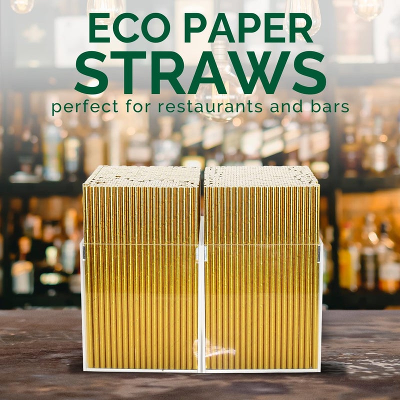 chunspak Gold Paper Straws Bulk 1000 Counts  7.75"" x0.24"" - for Party  Wedding  Drinks and Cocktail - Image 4