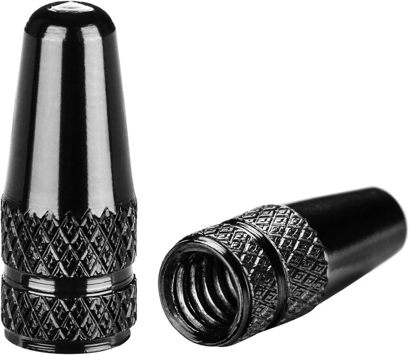 Cap Art Aluminum Alloy Bike Presta Valve Caps (5 Pack) - Black, Fit Presta/French Valves, No Tools Required - Image 1