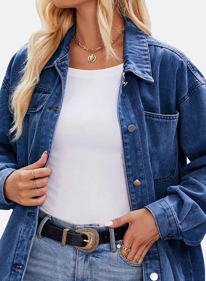 يونيكي جاكيت جينز بأكمام طويلة وياقة زرقاء - Image 2