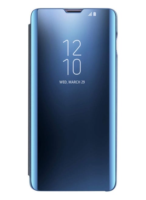 For Xiaomi Poco X3 Clear View Flip Case , Without Sensor , Stand Watching Position , Mirror Full Protection Cover Compatible With Xiaomi Poco X3 (6.67') (Blue)