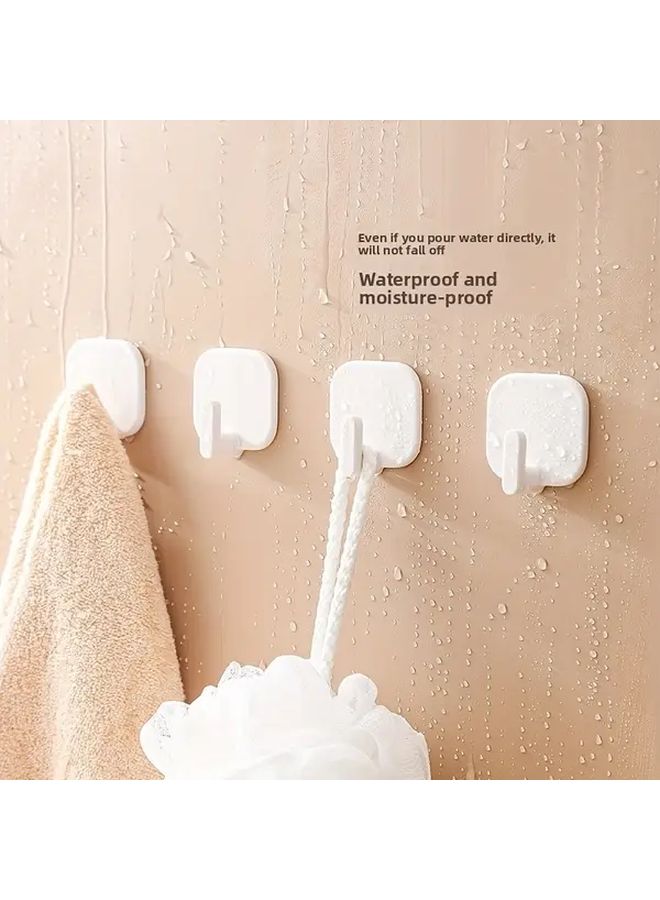 Heavy Duty Adhesive Wall Hooks 4pcs No Drill Moisture Resistant For Kitchen Bathroom - Image 1