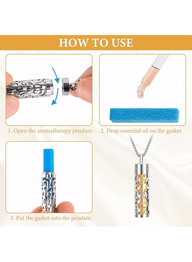 erorex Fragrance Chain Essential Oil Necklace Stainless Essential Oils Necklace For Women Pendant Fragrance Chain Aromatherapy Necklace With Interchangeable Perfume Pads Oil Producer Necklace  - Image 2
