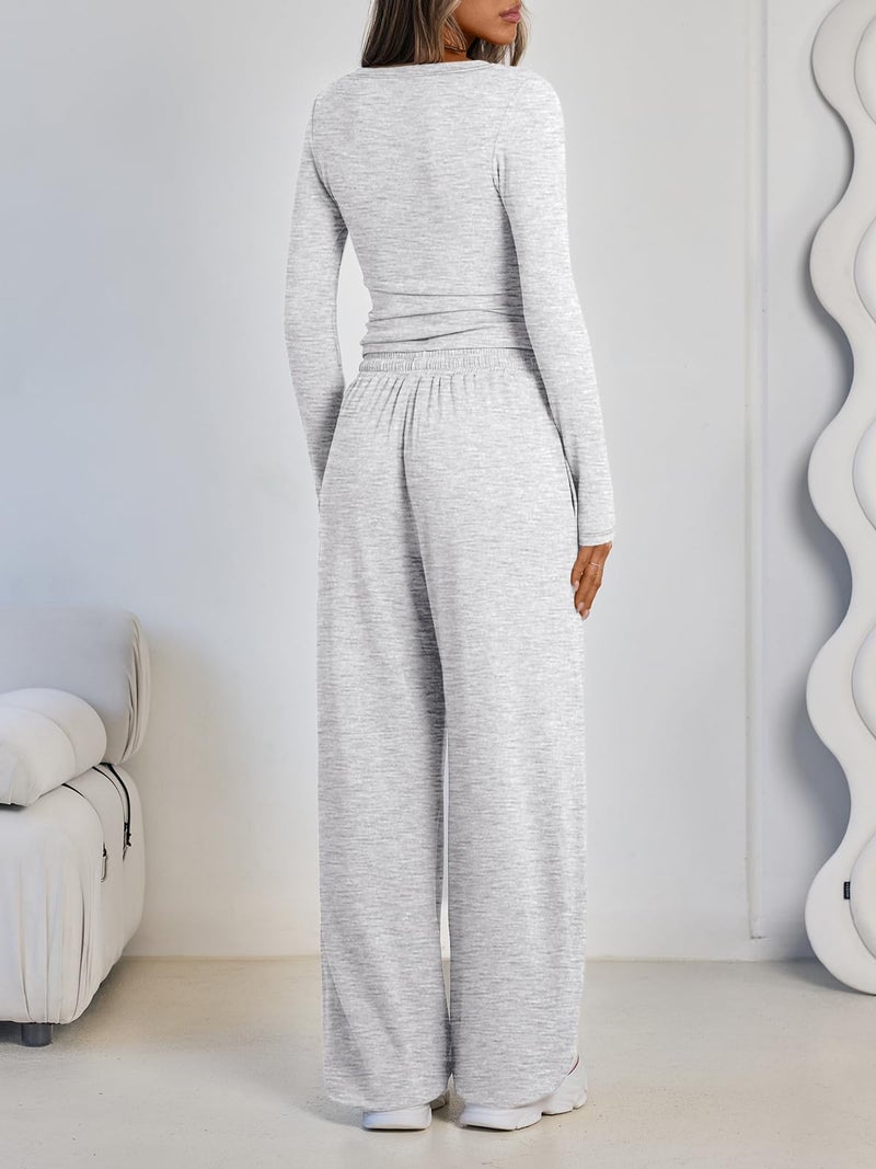 LILLUSORY Lounge Sets for Women Two 2 Piece matching Loungewear Sets Women Winter Clothing 2026 Fall Fashion Travel Airport Outfits Sweatsuits Casual Cute Clothes Oatmeal Grey XL - Image 4