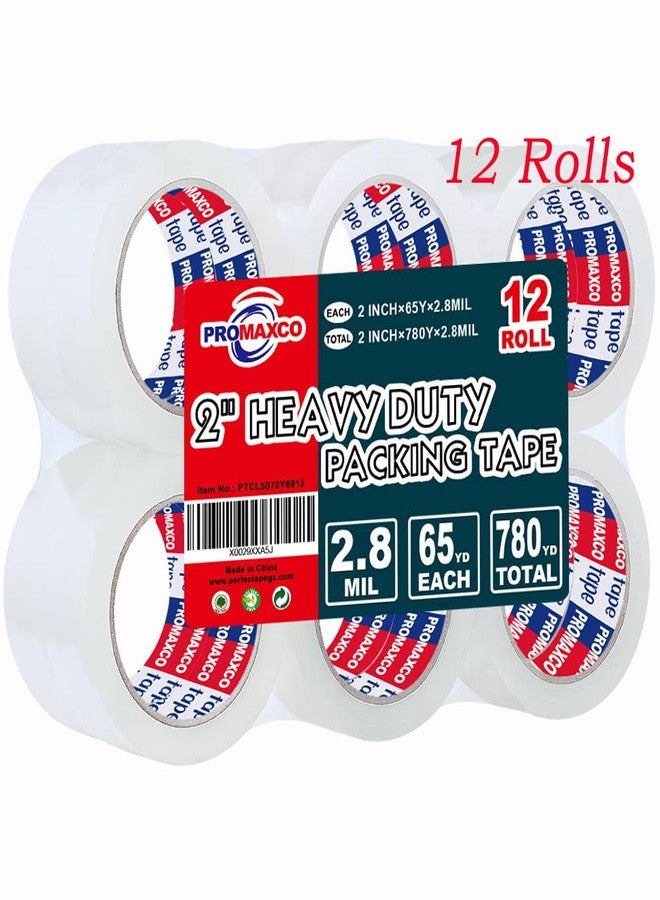 PROMAXCO Heavy Duty Packing Tape 12 Rolls, Clear, 2.8 mil, 65 Yards x 1.88 inch, Total 780Y, Ultra Strong, Refill for Packaging and Shipping - Image 1