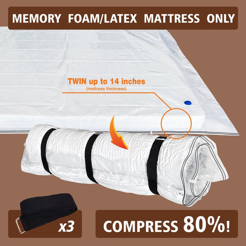 VacPack Queen Full Mattress Storage Vacuum Bag for Moving Storage, for Memory Foam Latex Mattress Thick and Tear Resistant - Image 2