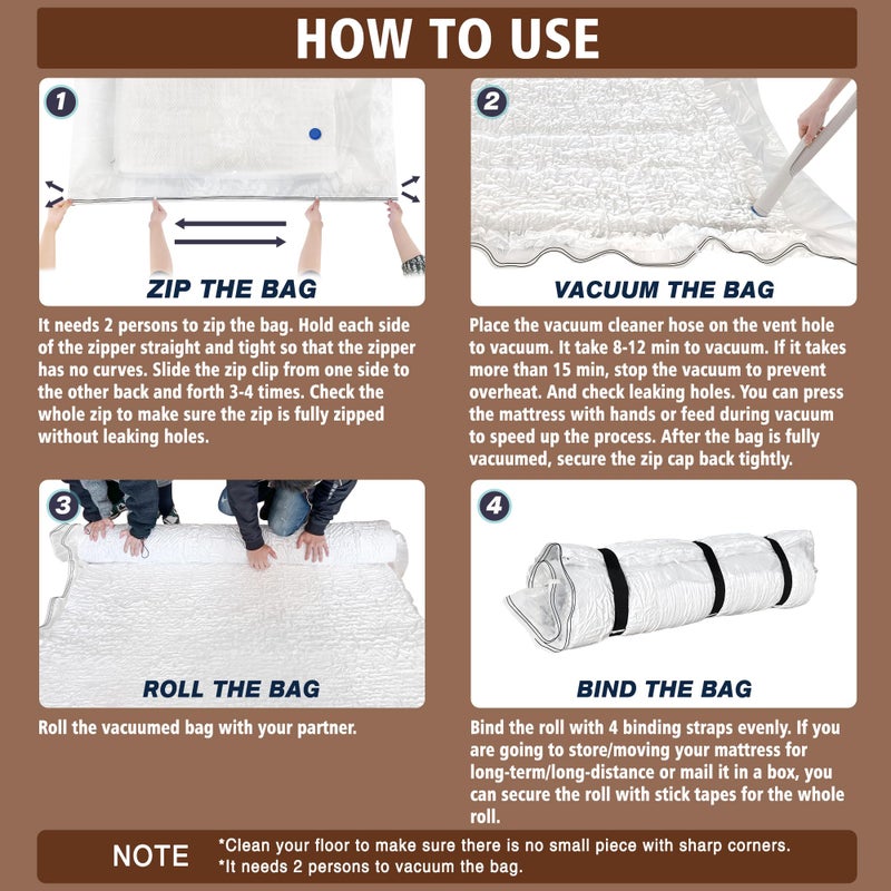 VacPack Queen Full Mattress Storage Vacuum Bag for Moving Storage, for Memory Foam Latex Mattress Thick and Tear Resistant - Image 4