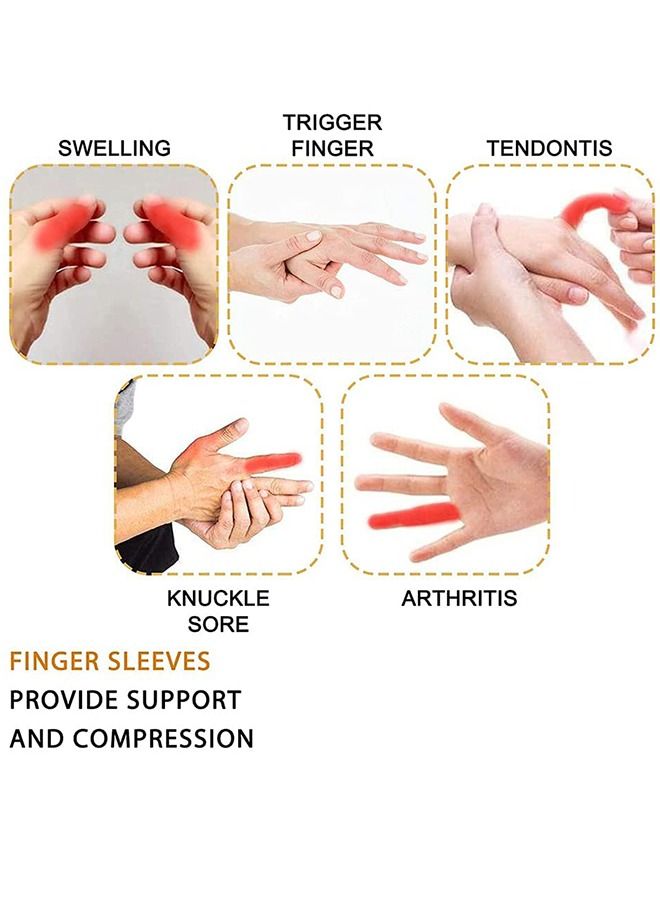 Arabest 10 PCS Finger Sleeves Protectors, Sport Finger Sleeves Thumb Brace Support Finger Brace Elastic Thumb Sleeves for Relieving Pain Arthritis Trigger Finger(Black)  - Image 2