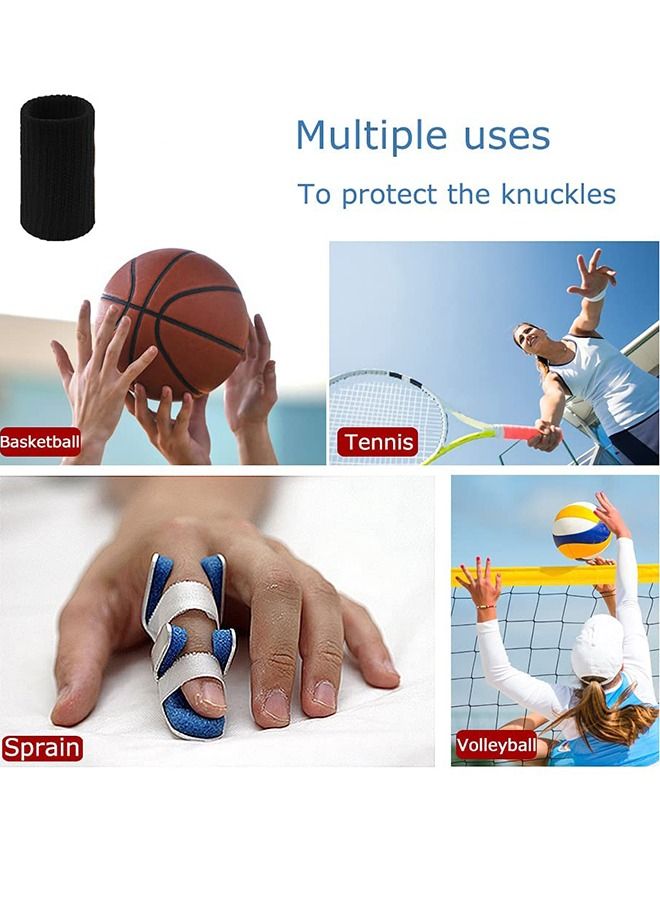 Arabest 10 PCS Finger Sleeves Protectors, Sport Finger Sleeves Thumb Brace Support Finger Brace Elastic Thumb Sleeves for Relieving Pain Arthritis Trigger Finger(Black)  - Image 4