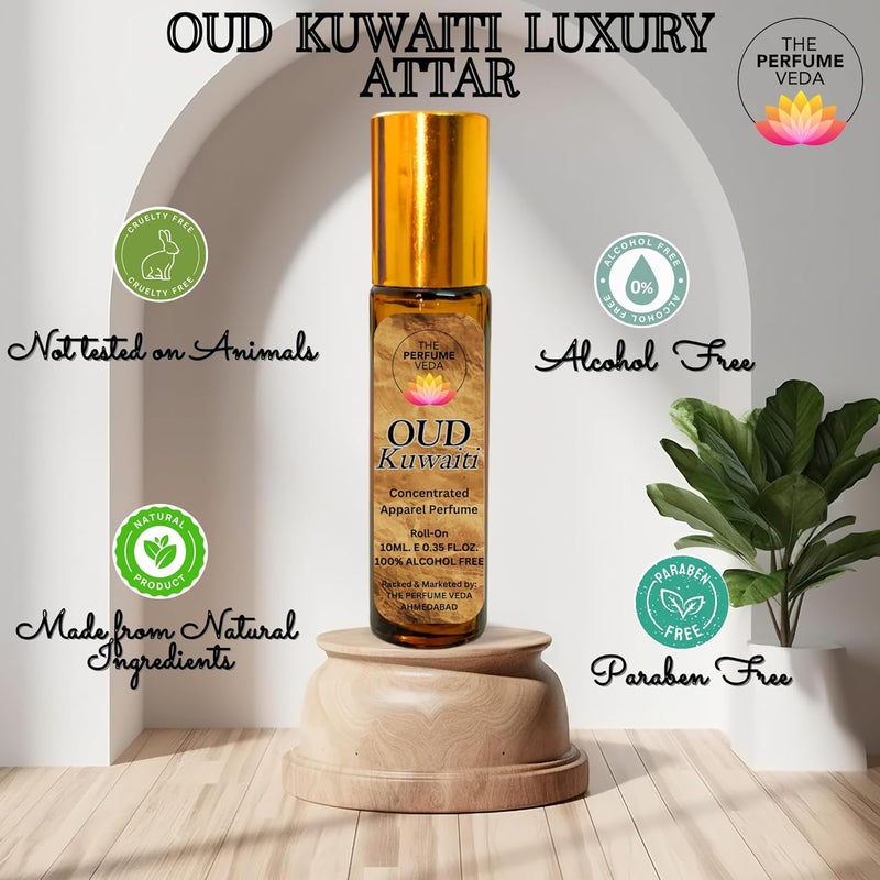 The Perfume Veda Oud Kuwaiti Attar with Agarwood Cedarwood Musk for Men and Women NonAlcoholic Rollon Long Lasting Fragrance Arabic Frgarance 10ML Pack - Image 4