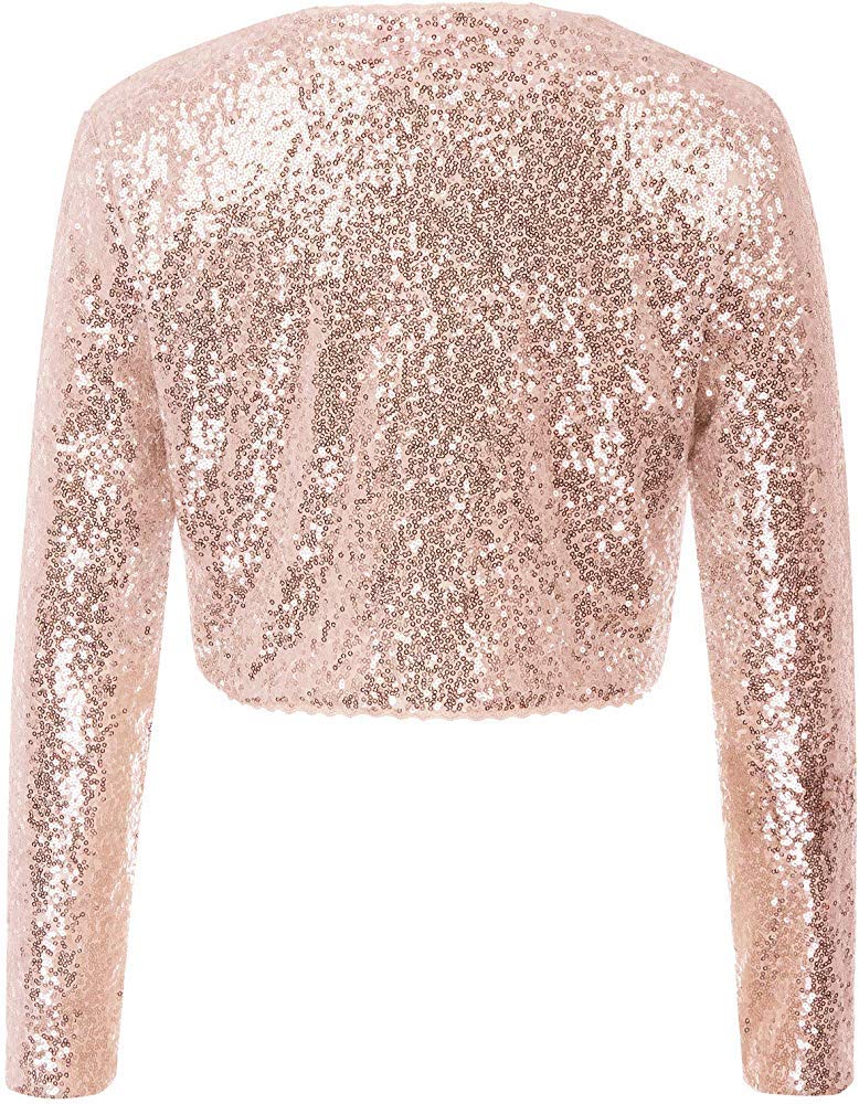 PINK WINGS Girl's Polyester Blend V-Neck Shrug (SEQSHRUG_Rose Gold_10 Years-11 Years) - Image 2
