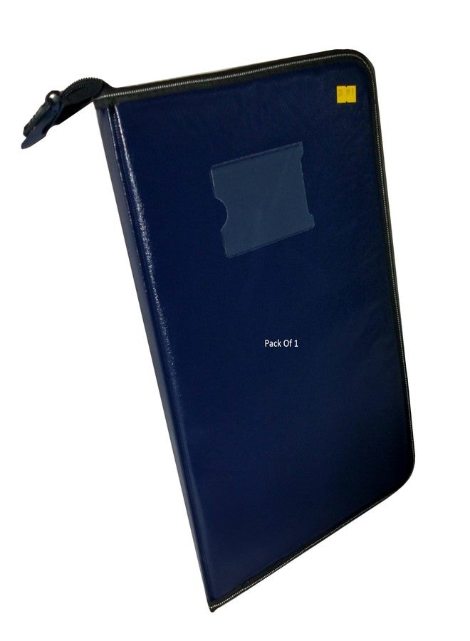 Shining Zon PU Leather Multipurpose 20 Sleeve Document File Folder Executive Zipper Folder for Certificate A4,Fullscape,Legal Size Document Organizer File - Pack of 1 Blue - Image 1