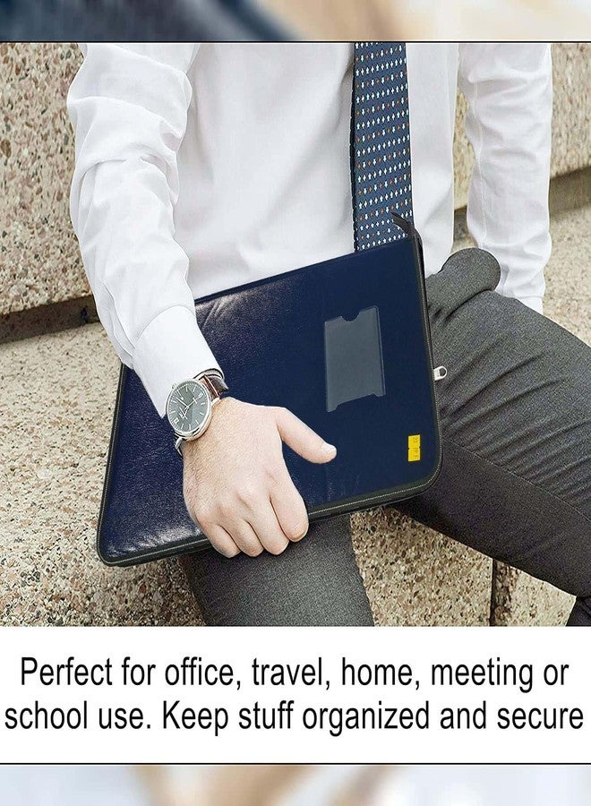 Shining Zon PU Leather Multipurpose 20 Sleeve Document File Folder Executive Zipper Folder for Certificate A4,Fullscape,Legal Size Document Organizer File - Pack of 1 Blue - Image 5