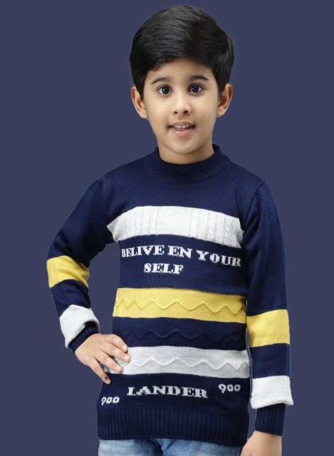 ANIXA Boys Warm School Sweater - Full Sleeve Wool Knit Navy - Image 2