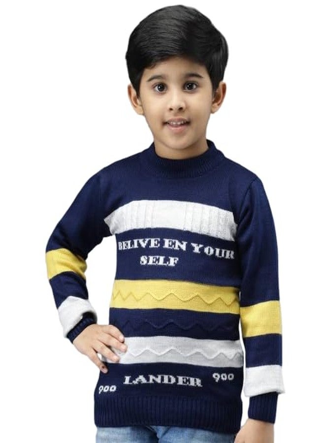 ANIXA Boys Warm School Sweater - Full Sleeve Wool Knit Navy - Image 1