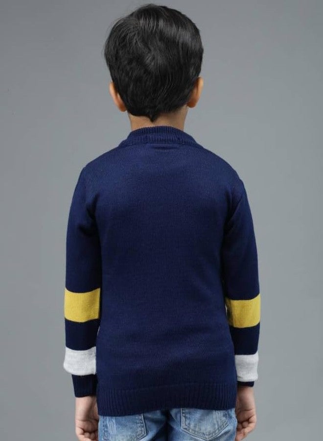 ANIXA Boys Warm School Sweater - Full Sleeve Wool Knit Navy - Image 3