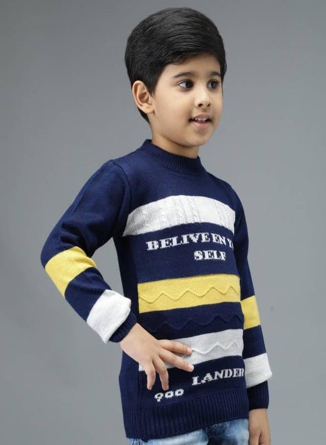 ANIXA Boys Warm School Sweater - Full Sleeve Wool Knit Navy - Image 4
