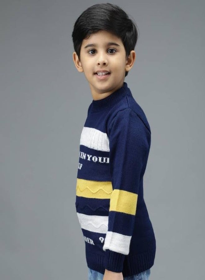 ANIXA Boys Warm School Sweater - Full Sleeve Wool Knit Navy - Image 5