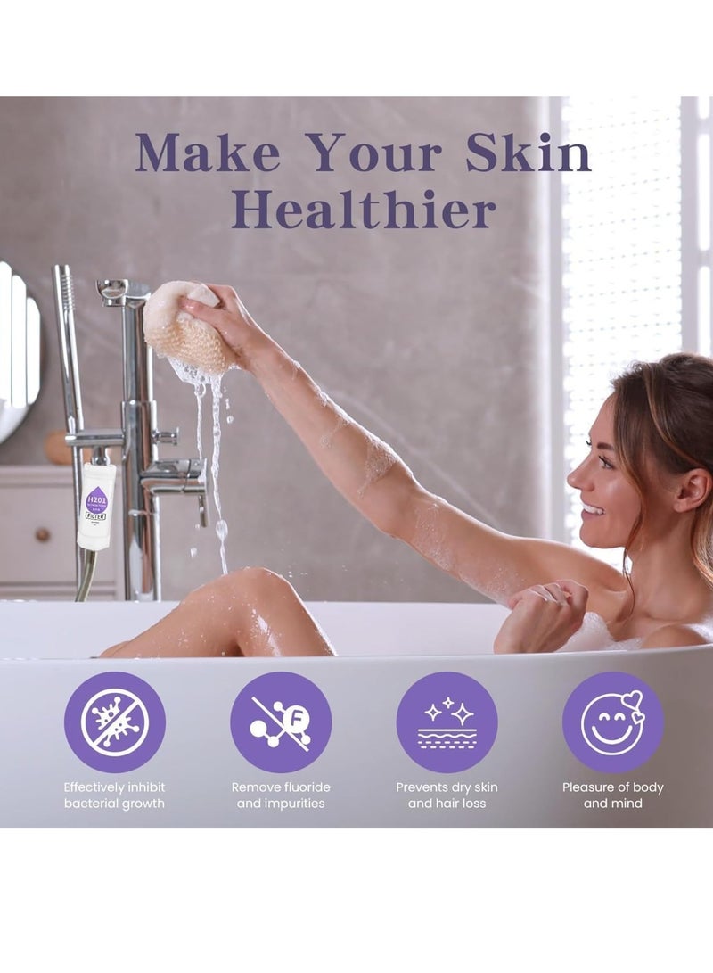 MJZ Lavender Vitamin C Shower Filter with Aroma Therapy, for Universal Output Shower Head, Aromatherapy Soften Hard Water, Chlorine & Fluoride Removal Shower Filter, Skin & Hair Care, Easy Installation,Universal Fit, Eco-Friendly - Image 2