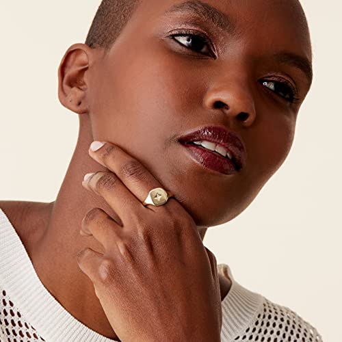 PAVOI 14K Gold Plated Signet Ring for Women | Bold Stackable Ring (Yellow Gold, 5) - Image 3