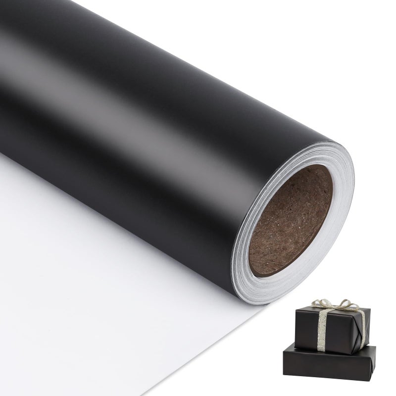 NESCCI Matte Metal Black Wrapping Paper Solid Color PaperGift Wrapping PaperPerfect for WeddingValentines DayBirthday ChristmasBaby ShowerDIY Bouquet 175 Inches X 328 Feet