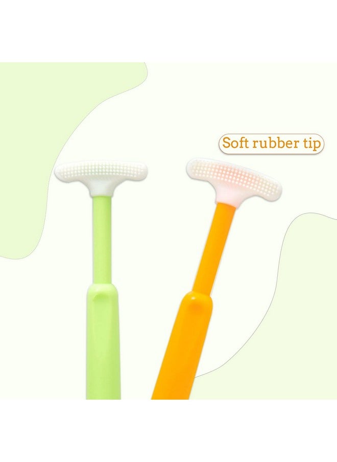 mee mee - Mee Mee Tongue Cleaner for Baby | Tender Baby Oral Cleaner Toothbrush with Silicone Scraper | Suitable from 6+ Months | With Non-Slip Handle, Soft Rubber Tip and Easy Grip for Kids/Babies (Orange) - Image 1