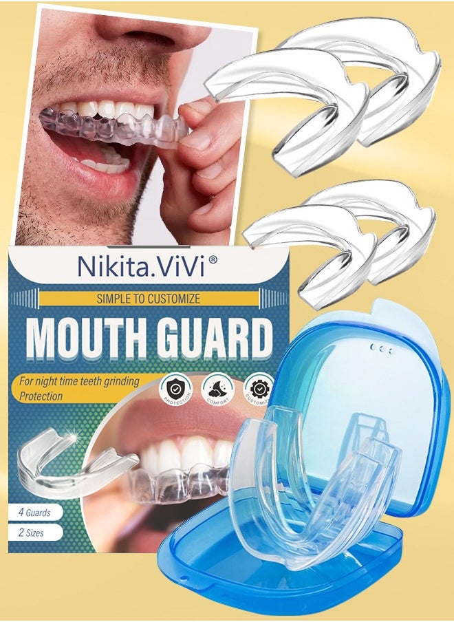 NIKITA.VIVI 4 Pcs Mouth Guard for Teeth Grinding Comfortable Custom Mold Night Time Grinding Protection Teeth Cover Comes in 2 Sizes Light and Heavy Grinding Night Guard for Teeth Grinding  - Image 1
