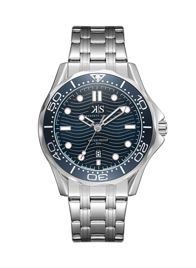 KENNETH SCOTT - Kenneth Scott Men's Quartz Movement Watch, Analog Display and Stainless Steel Strap - K22009-SBSN, Silver - Image 1
