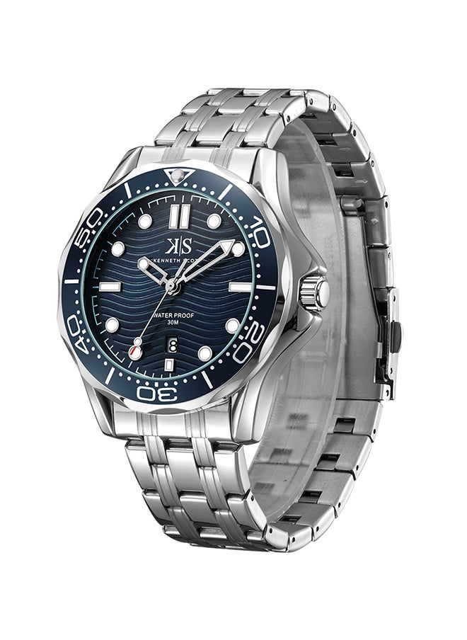 KENNETH SCOTT - Kenneth Scott Men's Quartz Movement Watch, Analog Display and Stainless Steel Strap - K22009-SBSN, Silver - Image 1