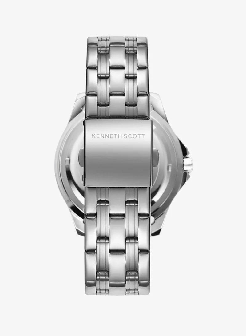 Kenneth Scott Blue Kenneth Scott Men's Quartz Movement Watch, Analog Display and Stainless Steel Strap - K22009-SBSN, Silver for Men | Best Price UAE