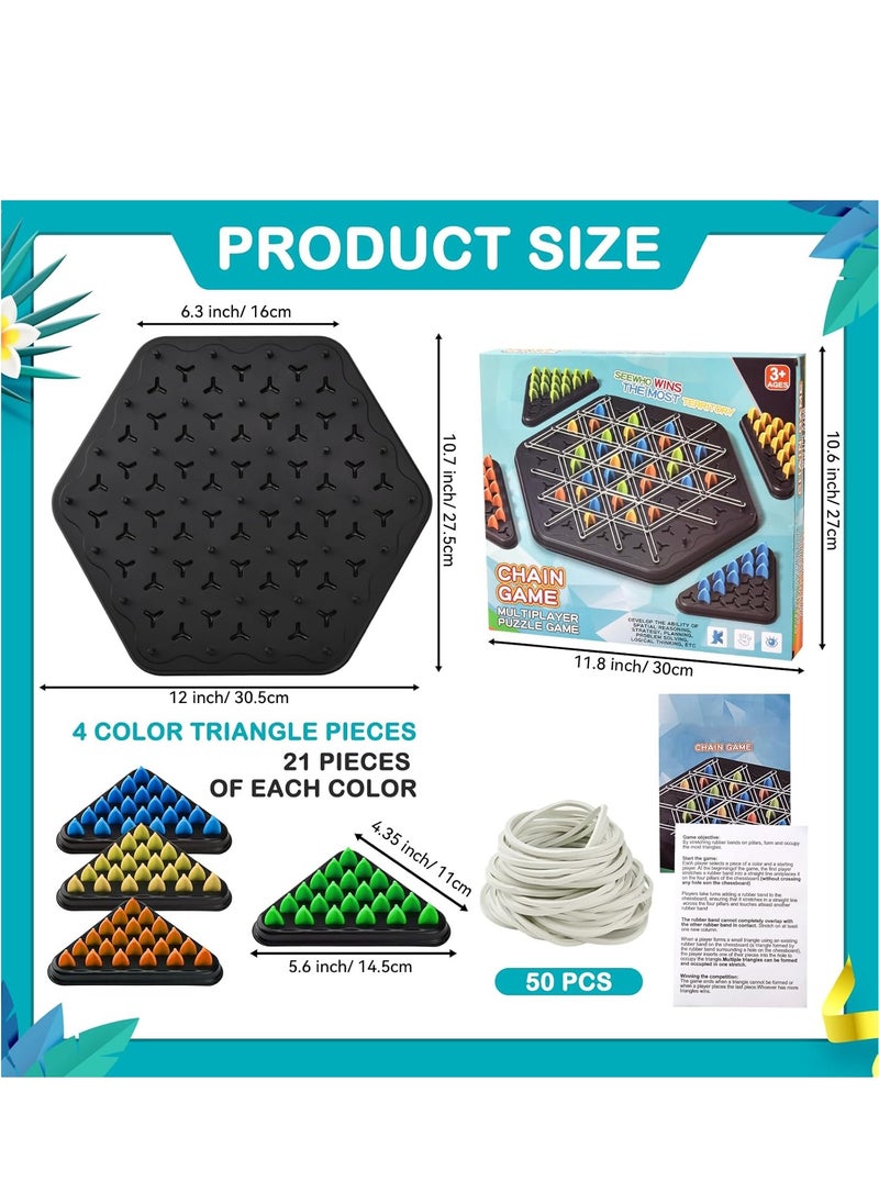 null - YAOZUP Chain Triangle Game, Triggle Game, Triggle Elastic Band Game, Chain Triangle Game, Classic Strategy Collectable Pegboard Game for Children, Adults, Family Party - Image 1