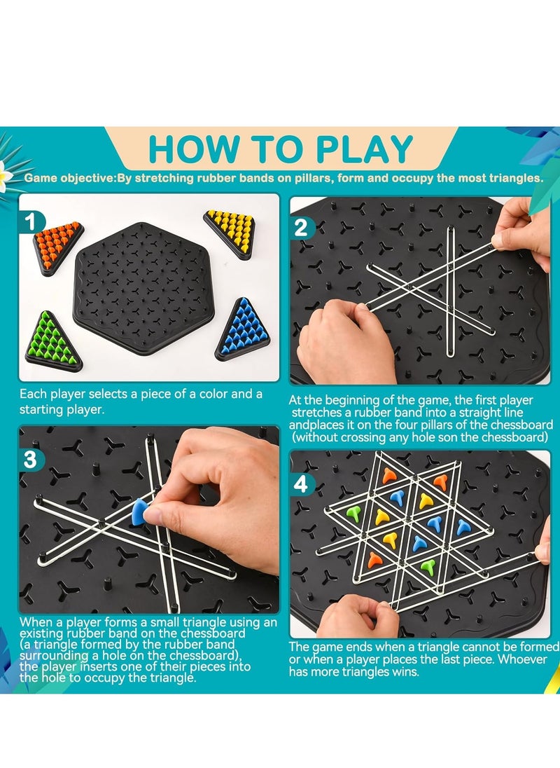 null - YAOZUP Chain Triangle Game, Triggle Game, Triggle Elastic Band Game, Chain Triangle Game, Classic Strategy Collectable Pegboard Game for Children, Adults, Family Party - Image 1