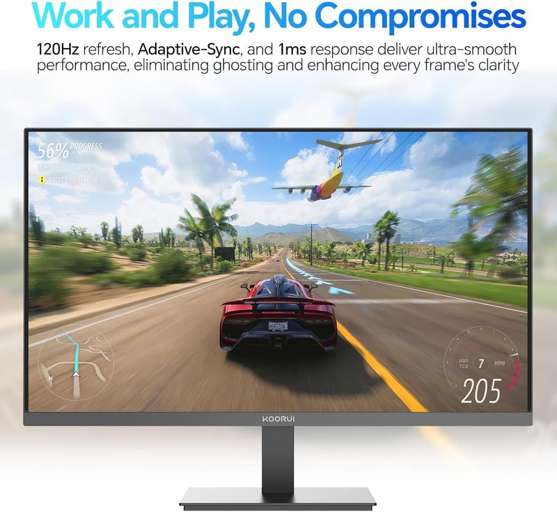 KOORUI 27 Inch QHD(2560x1440) IPS Monitor, 120Hz 1ms PC Monitor, MPRT HDR10, 99% sRGB 95% DCI-P3, Adaptive Sync Compatible, Eye-Care, Tilt Adjustable, VESA Mount - Image 2