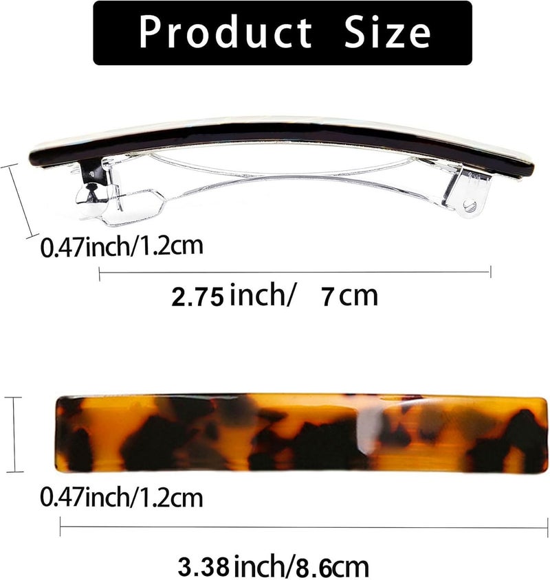 Fsmiling Hair Barrettes for Women French Hair Barrette Clip Small Acetate Hair Clips Barrette No Slip Hair Accessories 3-Pack - Image 3