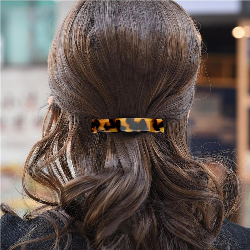 Fsmiling Hair Barrettes for Women French Hair Barrette Clip Small Acetate Hair Clips Barrette No Slip Hair Accessories 3-Pack - Image 2