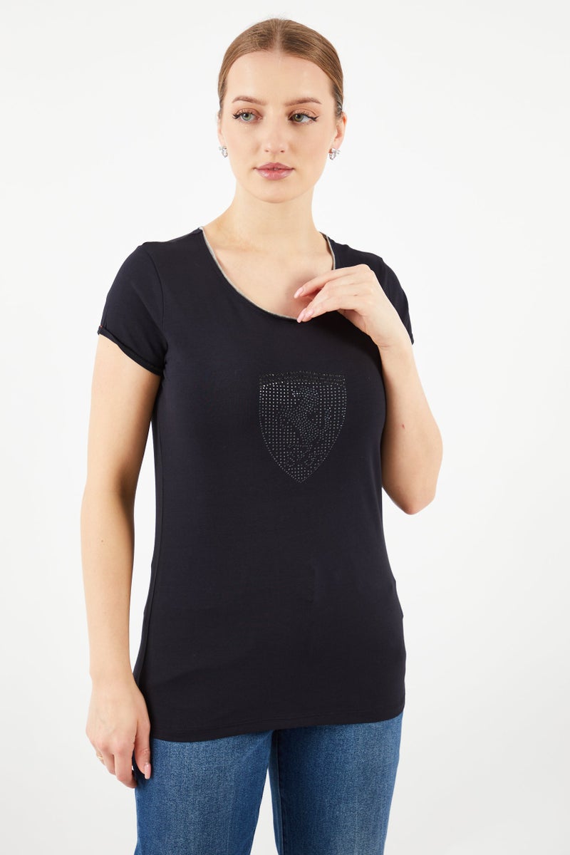 Scuderia Ferrari Women Sportswear Fit Short Sleeve Running Top, Black  - Image 1