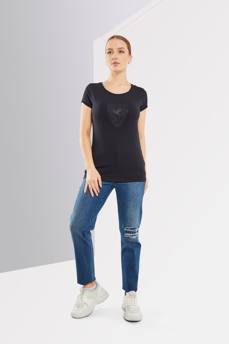Scuderia Ferrari Women Sportswear Fit Short Sleeve Running Top, Black  - Image 2