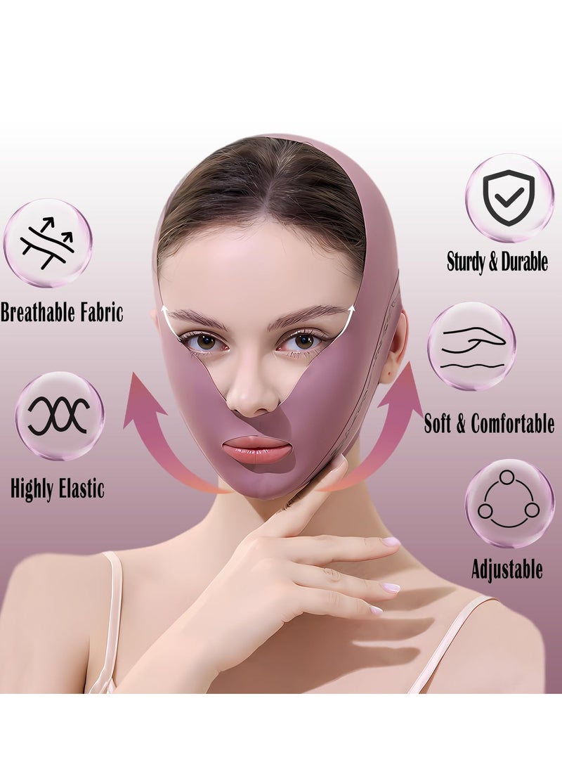 Facial Lifting Belt Chin Strap Soothing Comfy Double Reducing Device with Thin Face Female Shaper Reusable Breathable and Comfortable V Line Mask Purple - Image 3